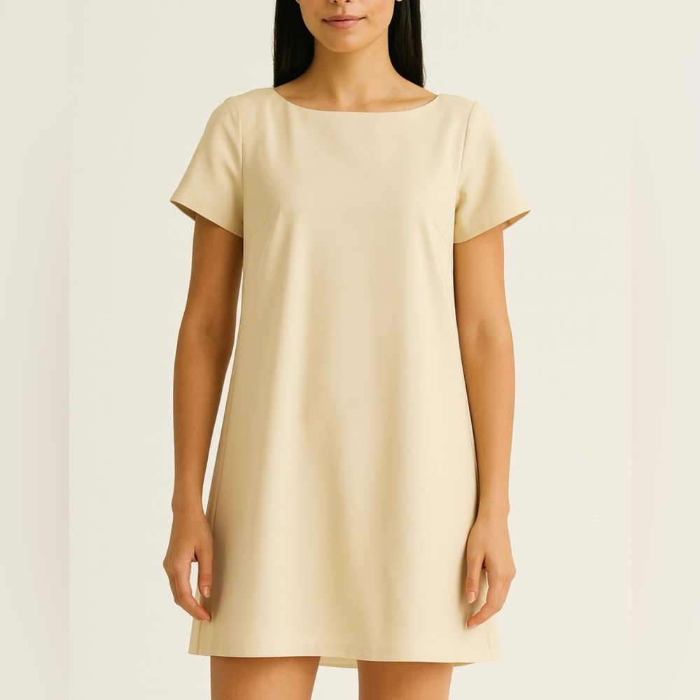 Umgee Ivory-Cream Short Sleeve Trapeze Dress Size Small